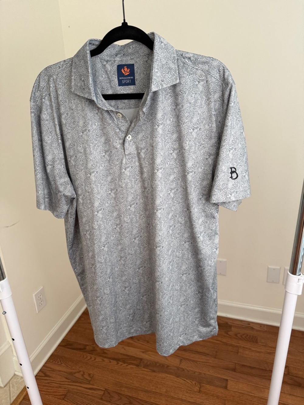 Donald Ross Sport Men's Grey Paisley Performance Polo Sz Large